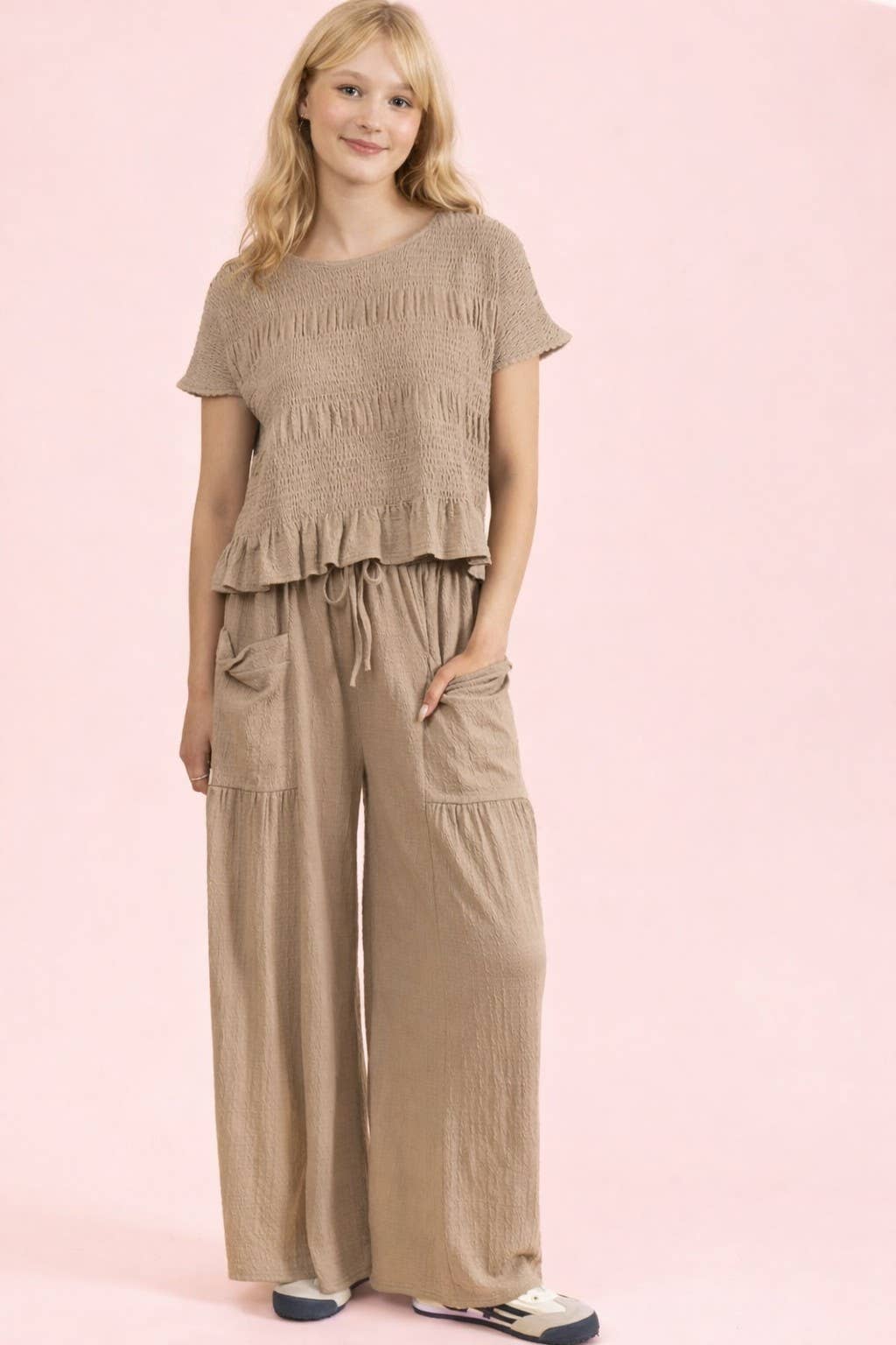 Flowy Wide Leg Knit Pants | Comfy Lounge & Travel Set