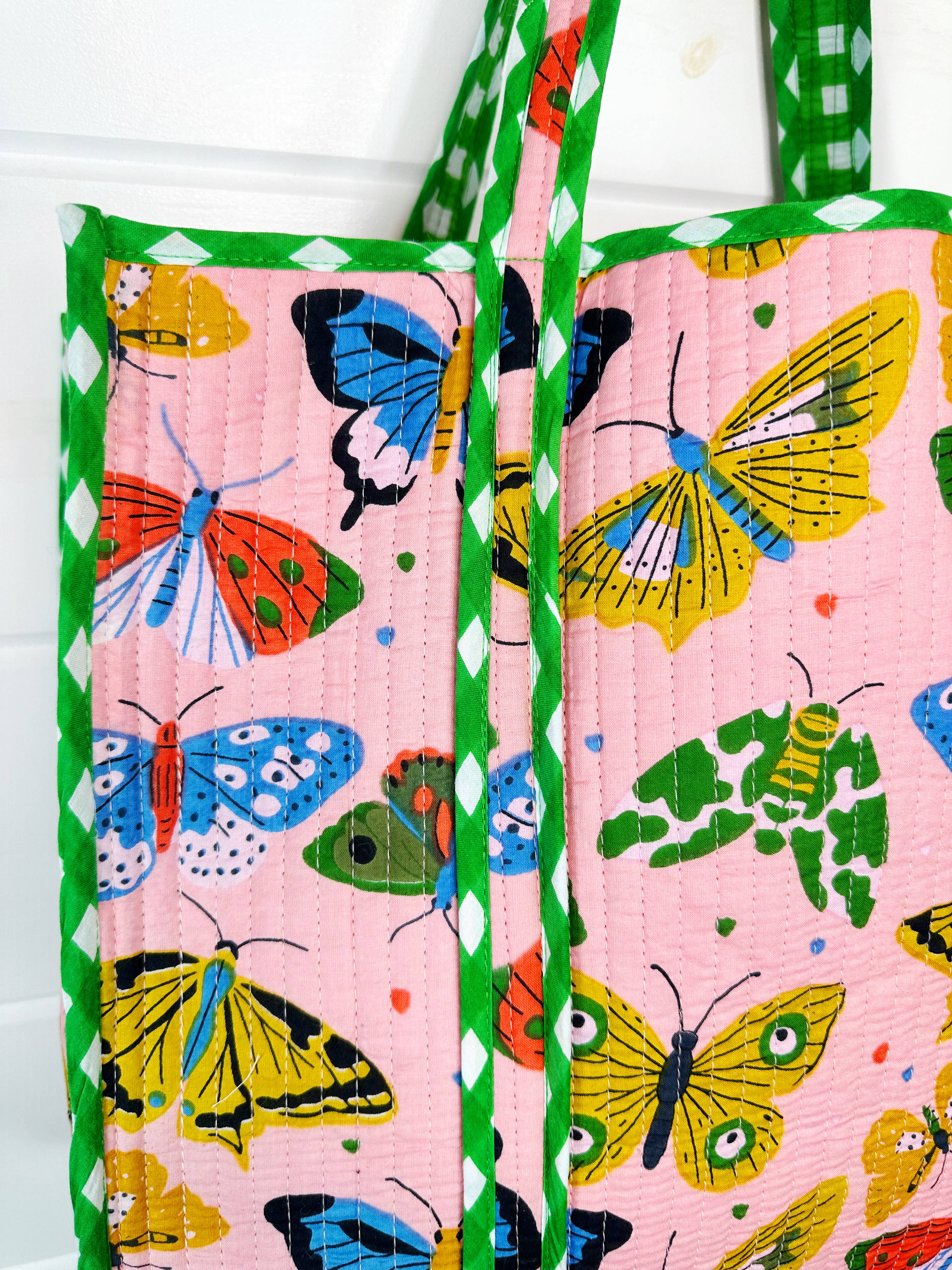 Pink Butterfly Quilted Tote