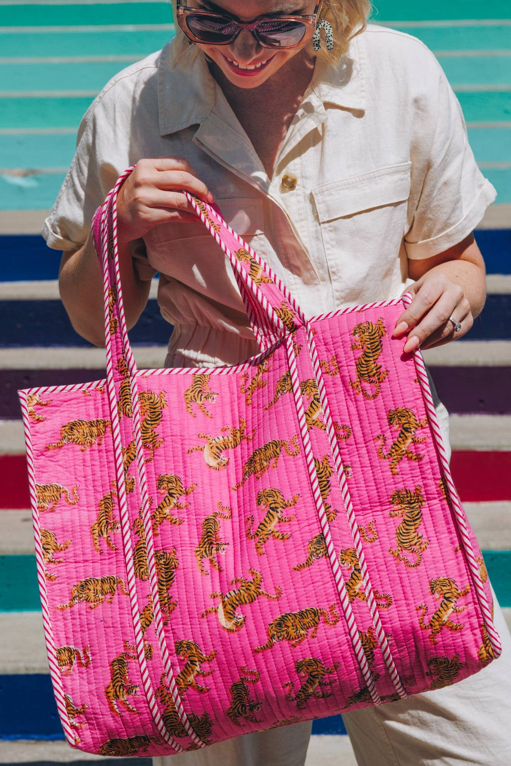 Pink Tiger Quilted Tote