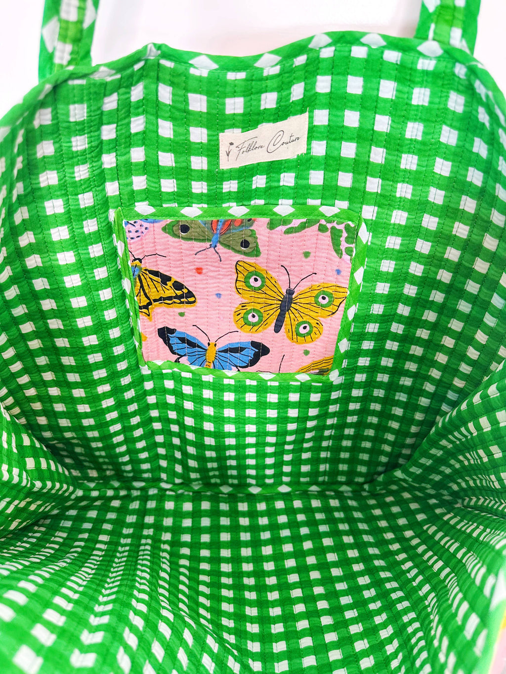 Pink Butterfly Quilted Tote