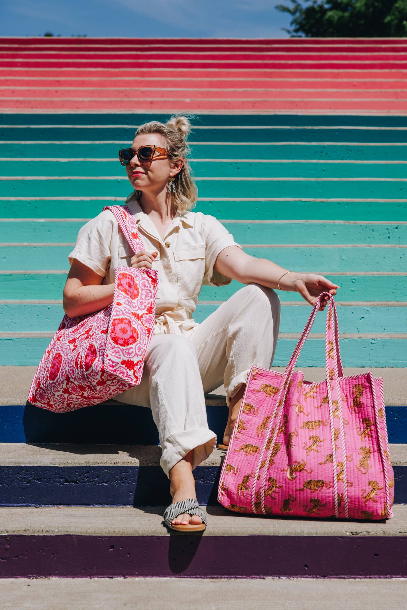 Pink Tiger Quilted Tote