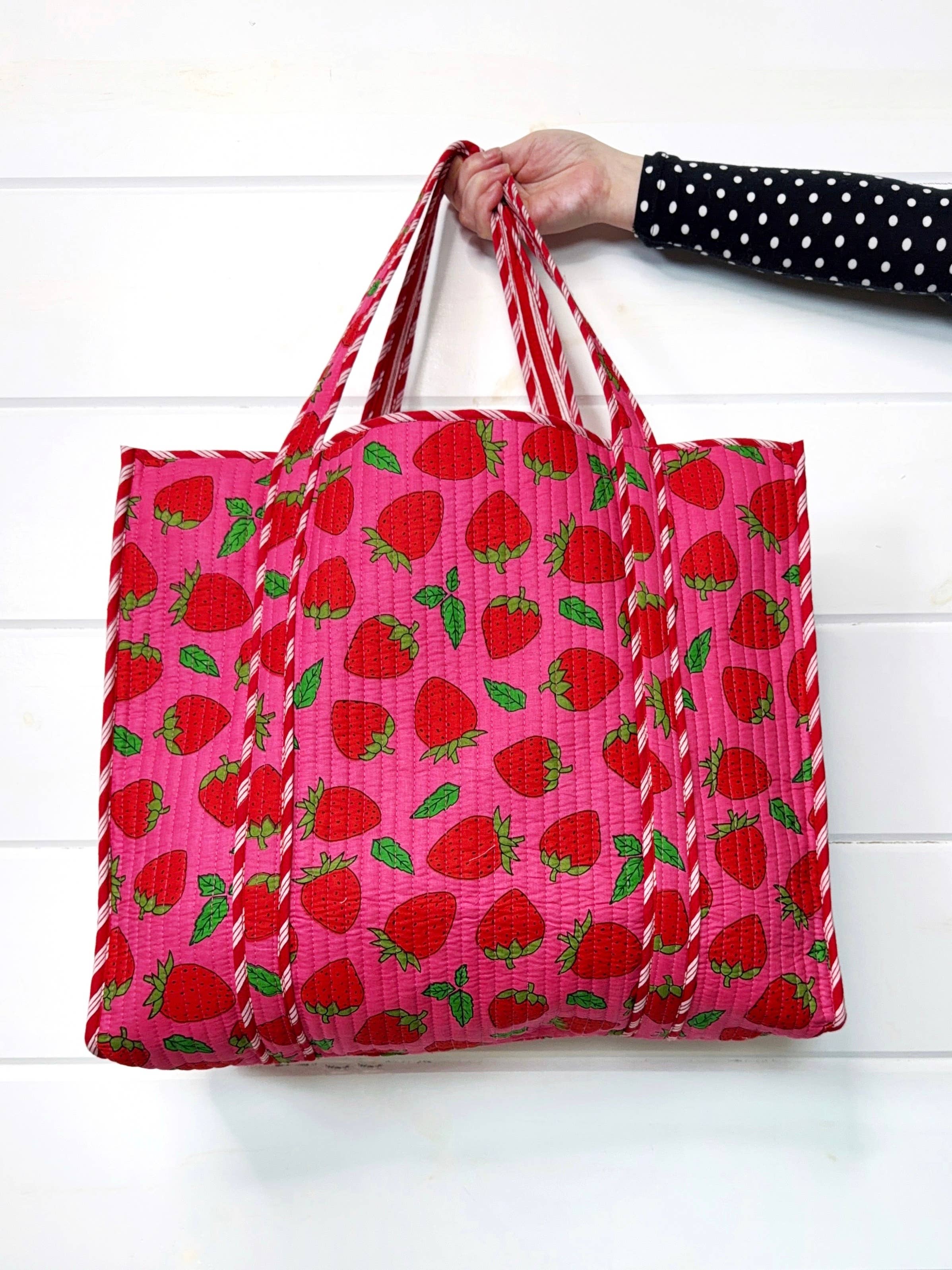Strawberry Quilted Tote