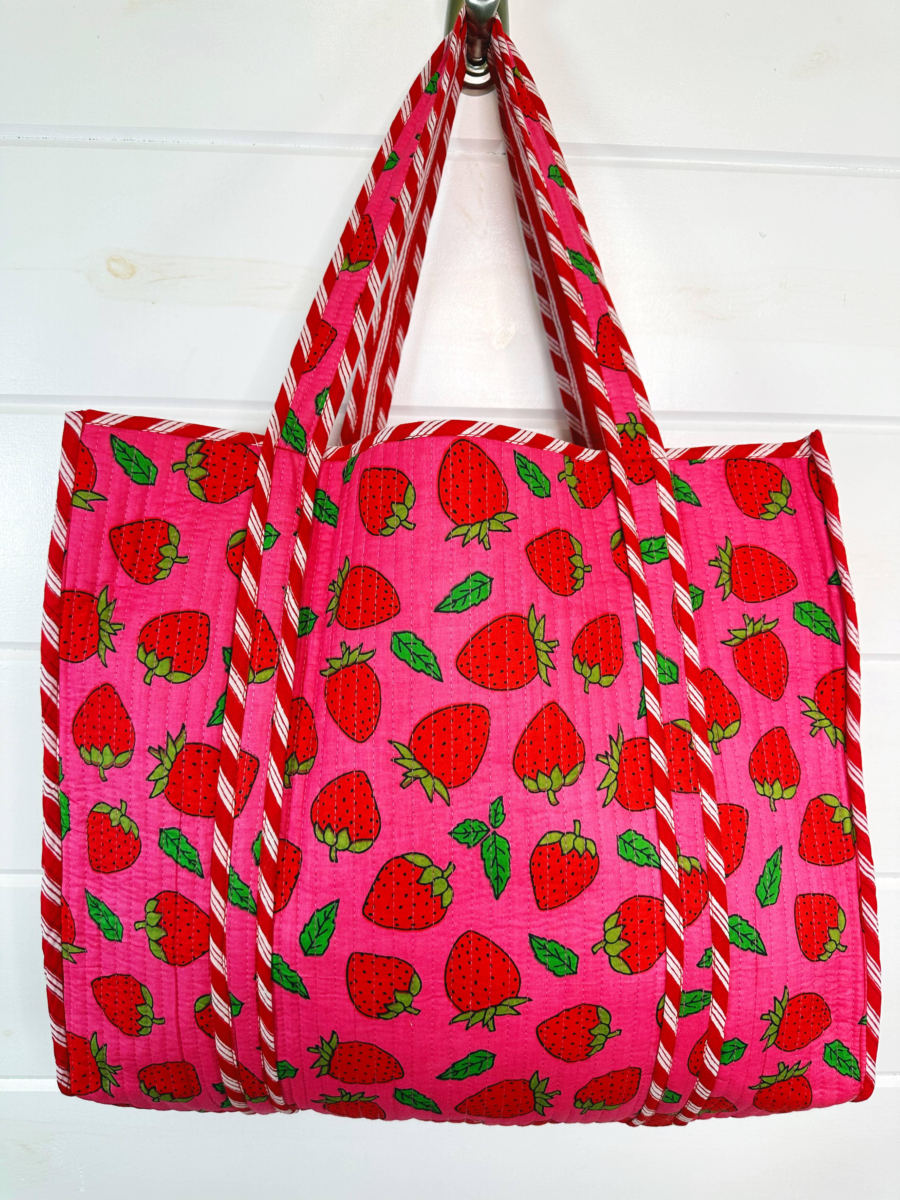 Strawberry Quilted Tote