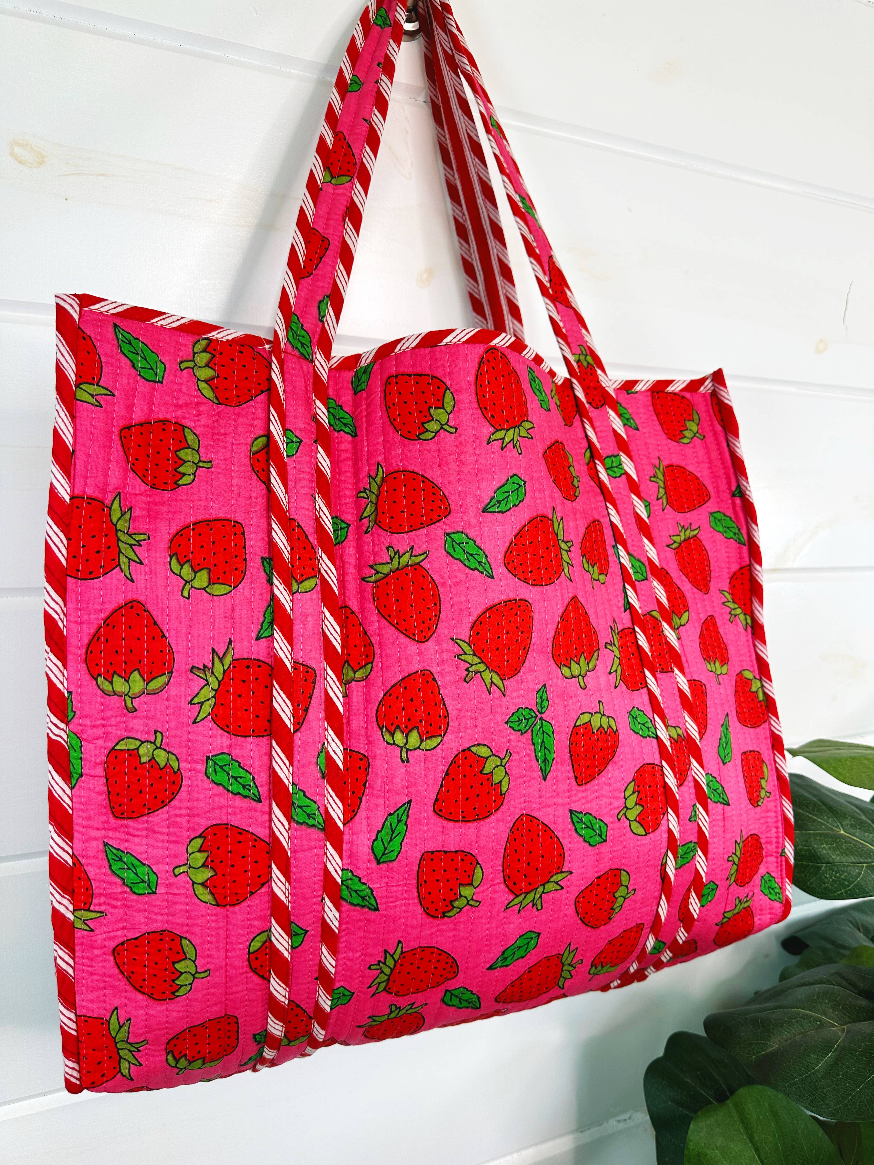 Strawberry Quilted Tote