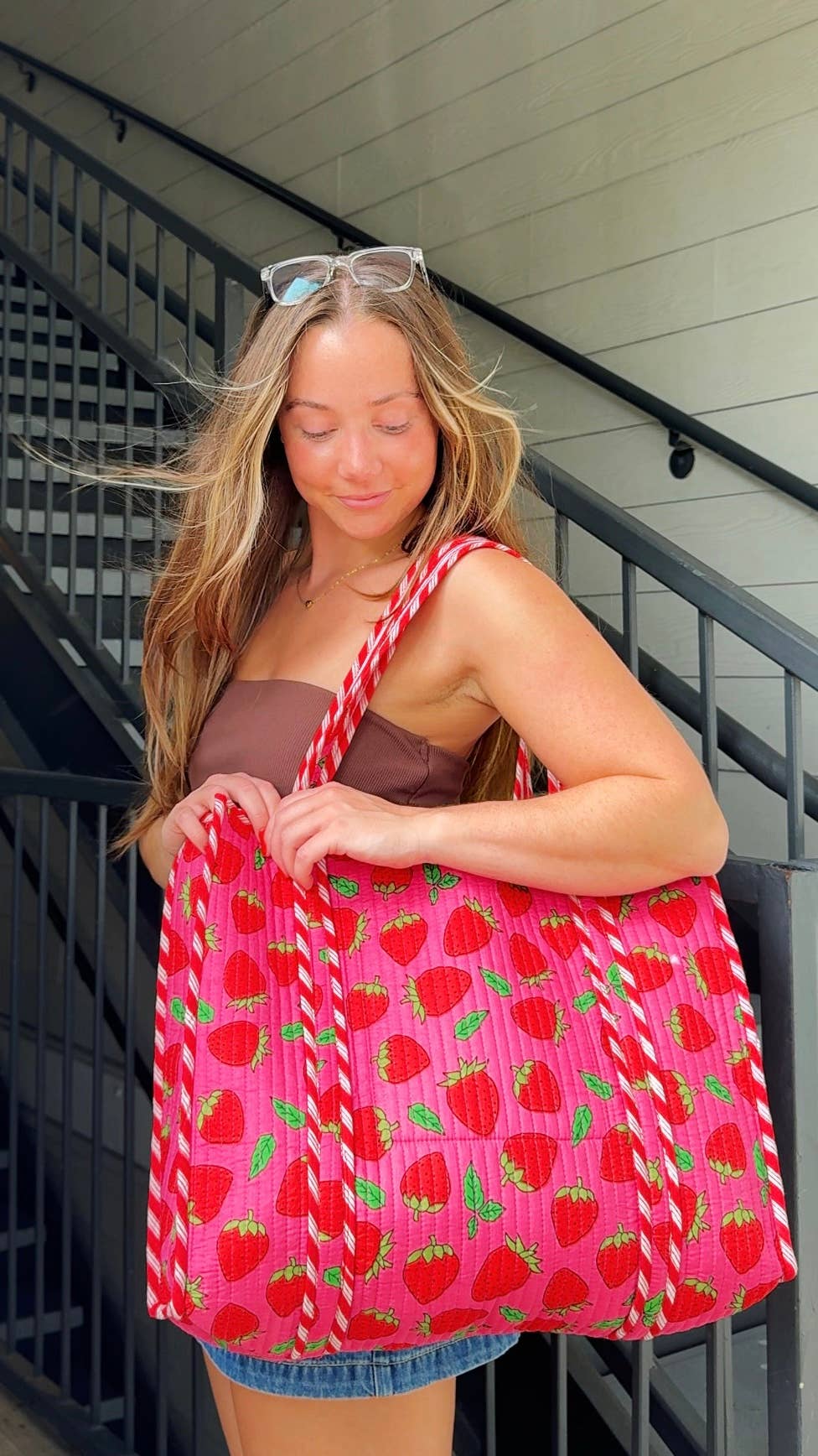 Strawberry Quilted Tote