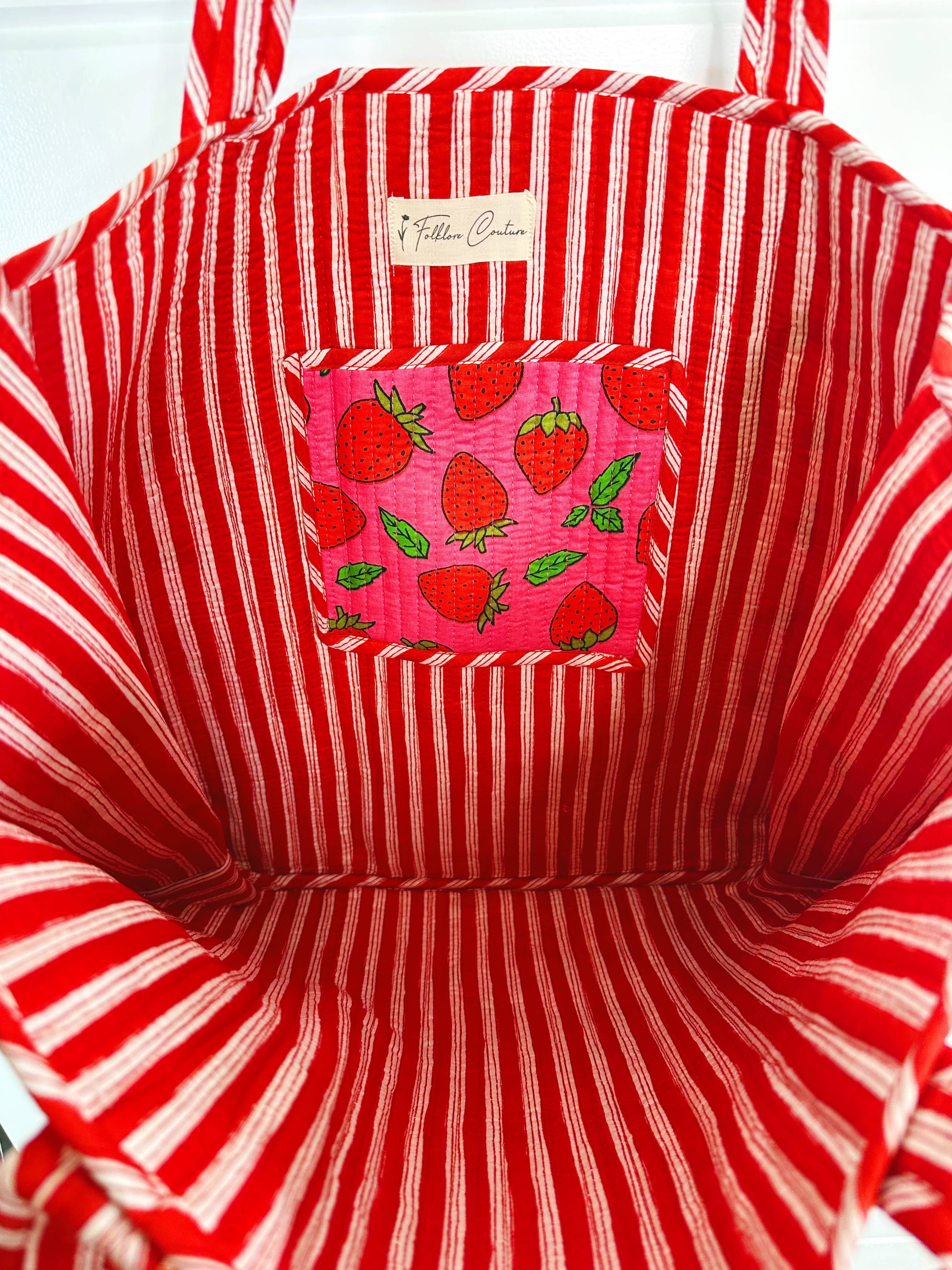 Strawberry Quilted Tote