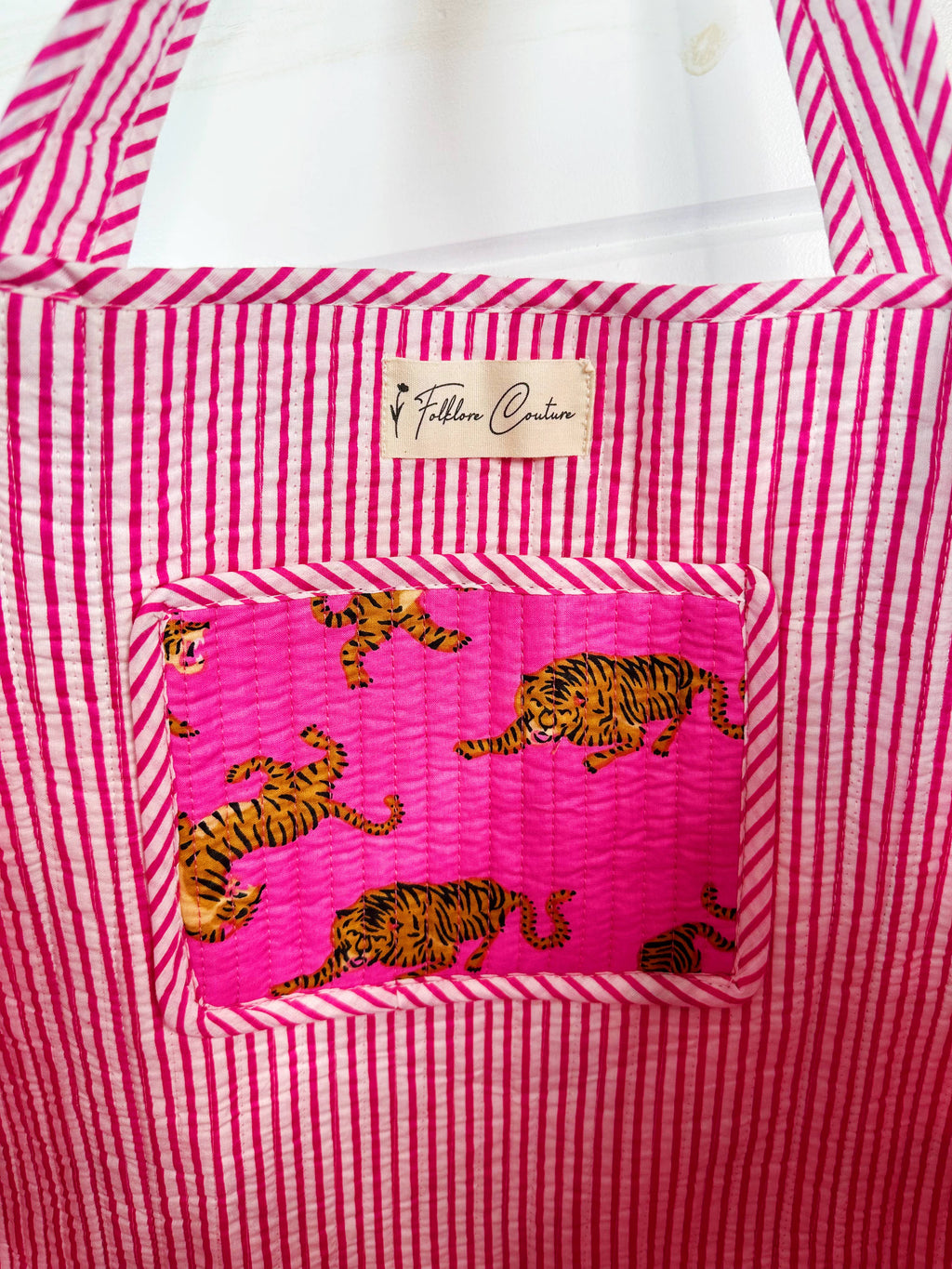 Pink Tiger Quilted Tote